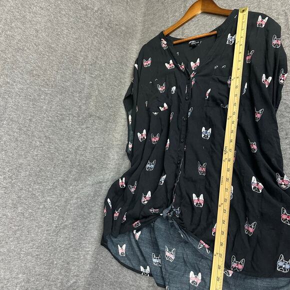 Torrid French Bulldog Print Rayon Button Up Blouse Sz 4X Lightweight Summer - Picture 7 of 8